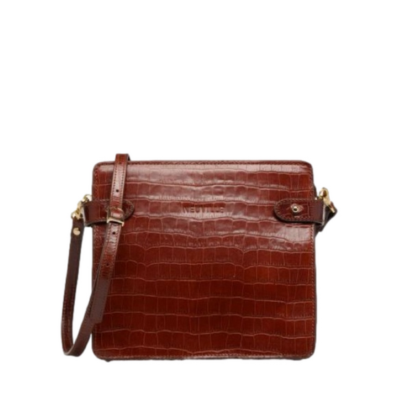 Neuville Handbags - Neuville Mini Mama Croc printed leather Bag Camel
